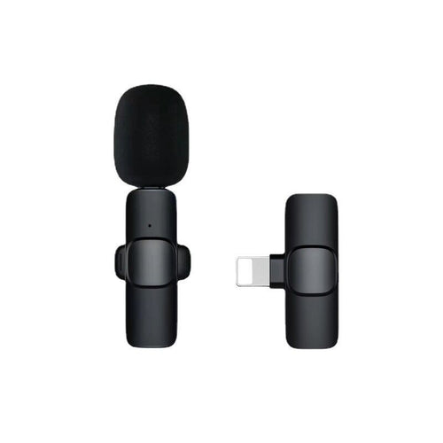 Microfon Lavaliera Wireless, Klevo, 1 Microfon si 1 Receptor Tip Lightning, Autonomie 1-3h, Bluetooth 5.0, 70dB, Baterie 50 mAh, Negru