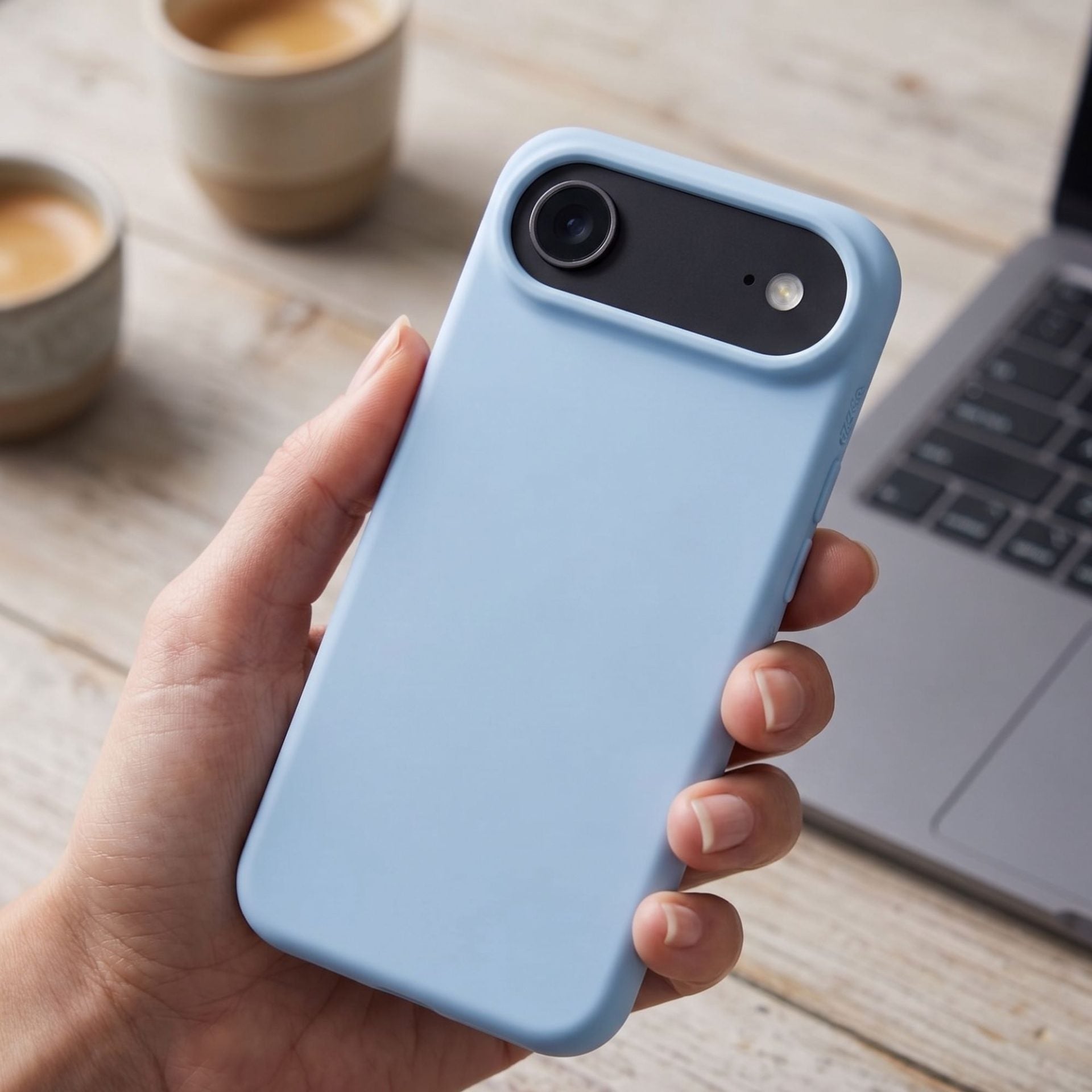 Husa de Protectie Telefon, Klevo, Compatibila cu iPhone 17 Air, Silicon Premium Antisoc, Protectie Completa 360, Design Modern, Anti-Zgirieturi, Interior Microfibra, Albastru