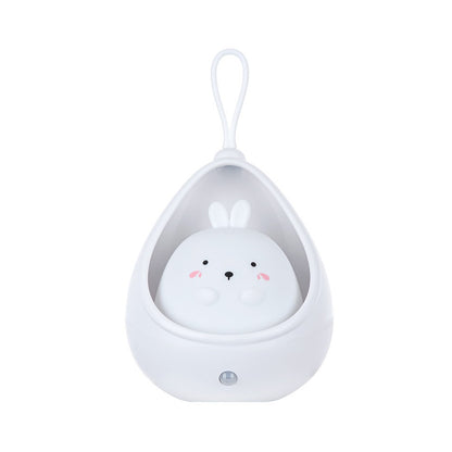 Lampa de veghe portabila cu 2 moduri de functionare Klevo, silicon non-toxic, reincarcabila USB, senzor miscare, alb, iepuras