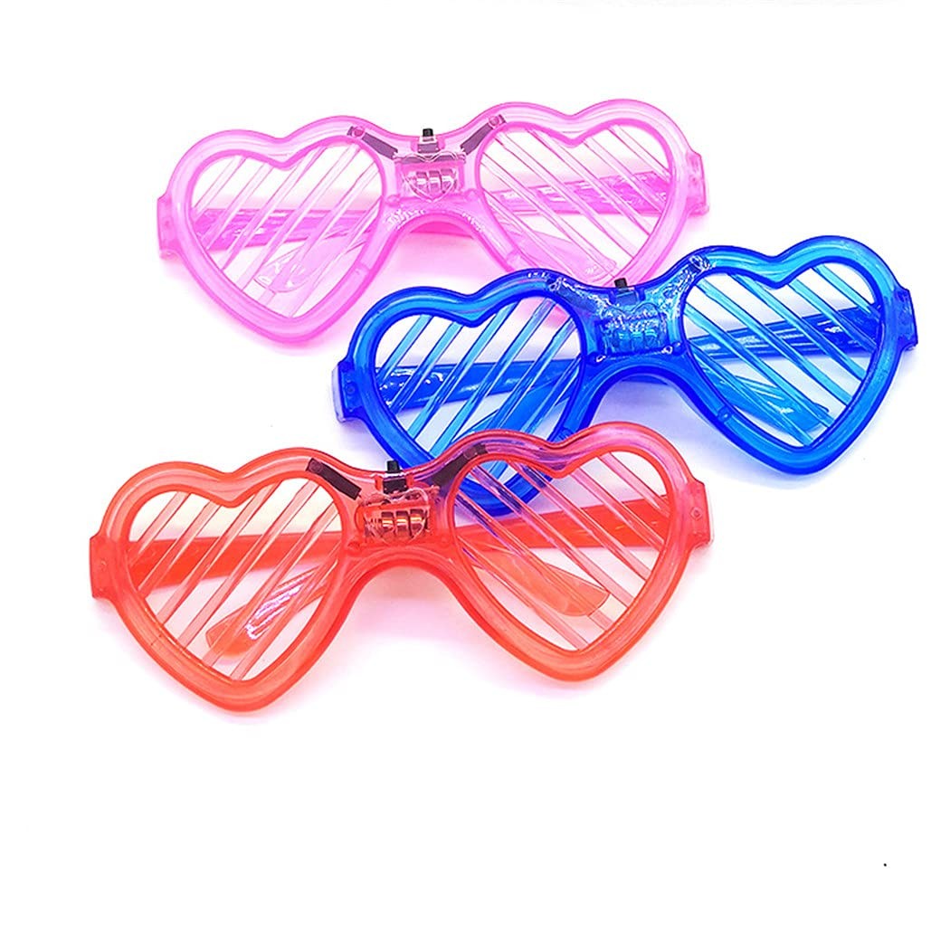 Ochelari de Petrecere cu LED, Klevo, Model Inima, din Plastic, 3 Moduri de Iluminat, Marime Universala, Multicolor