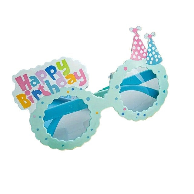 Ochelari Decorativi, Klevo, pentru Petrecere, din ABS, Unisex, Model Happy Birthday, 13.5 x 8.5 cm, Albastru cu Lenile Albastre