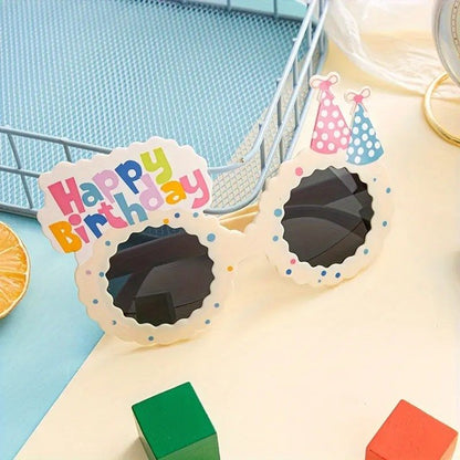 Ochelari Decorativi, Klevo, pentru Petrecere, din ABS, Unisex, Model Happy Birthday, 13.5 x 8.5 cm, Bej