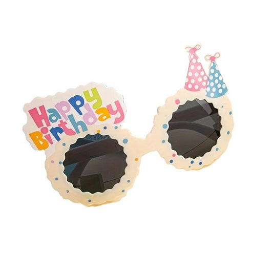 Ochelari Decorativi, Klevo, pentru Petrecere, din ABS, Unisex, Model Happy Birthday, 13.5 x 8.5 cm, Bej