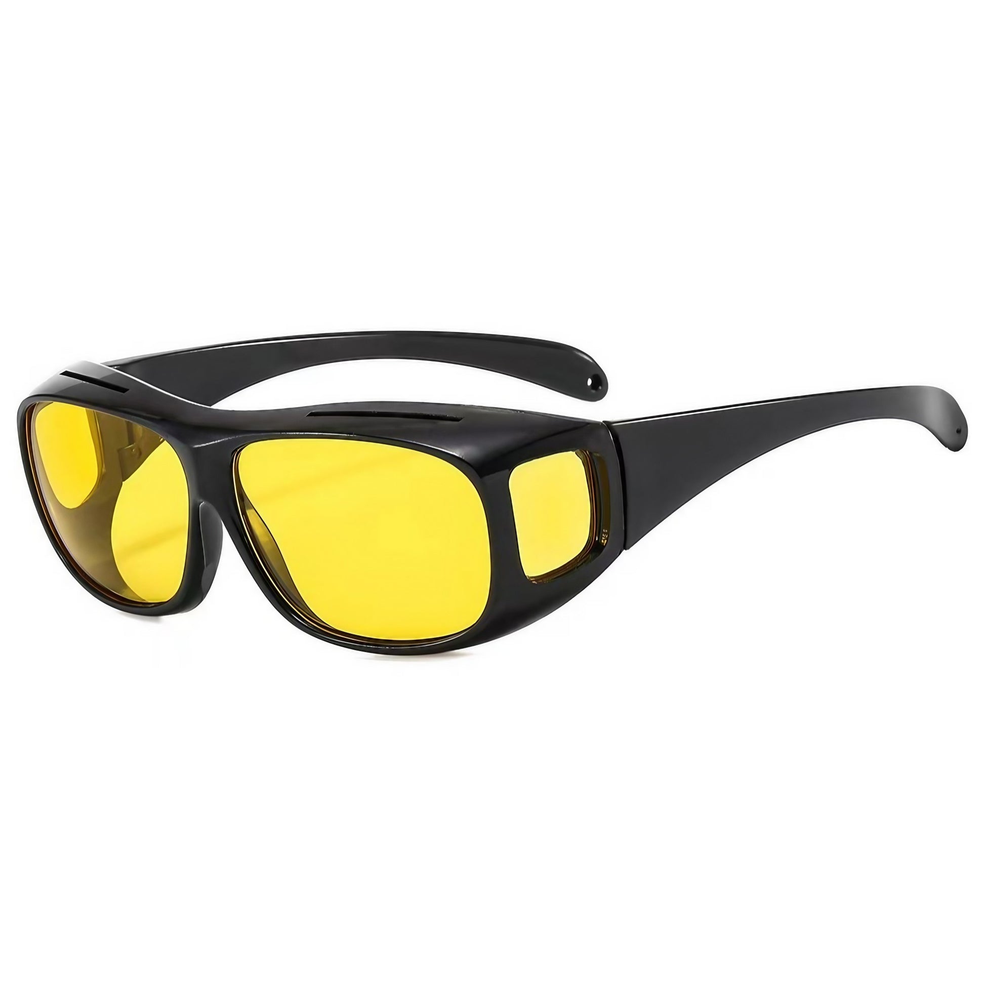 Ochelari pentru Viziune pe Timp de Noapte, Klevo, Polarizati, pentru Condus, Ciclism, cu Posibilitatea Purtarii peste Ochelarii de Vedere, cu Lentila Galbena, pentru Protectie, Rama Neagra, Pc, 15x5 cm