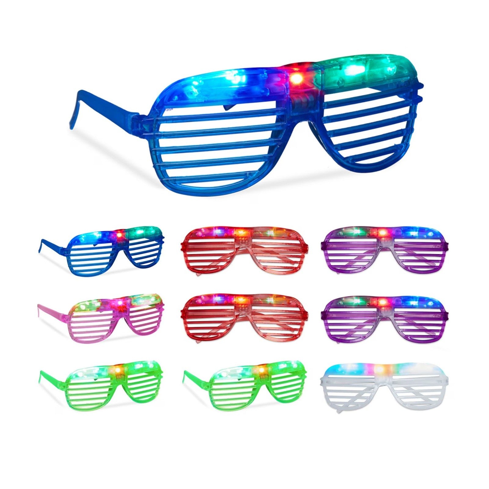 Ochelari de Petrecere cu LED, Klevo, Model Grilaj, din Plastic, 3 Moduri de Iluminat, Marime Universala, Multicolor