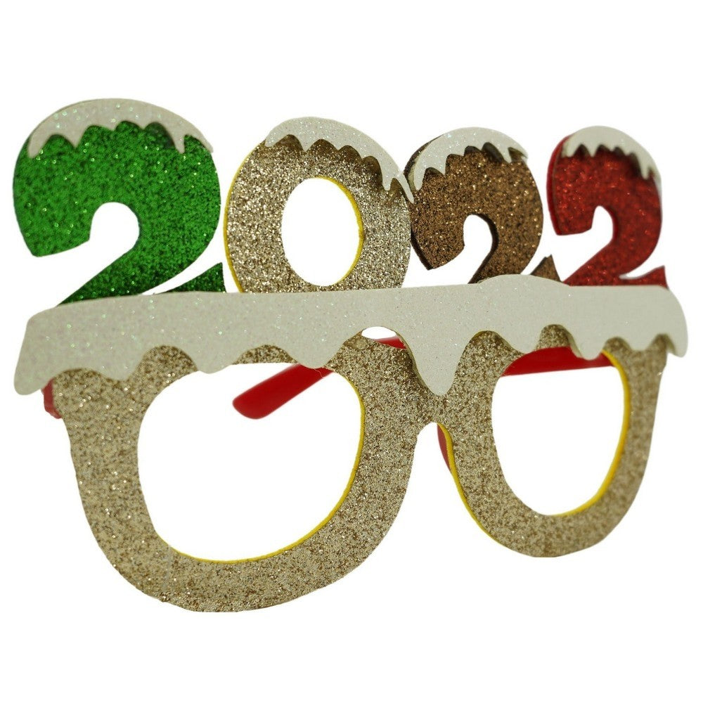 Ochelari petrecere de Revelion, 2022, Bej, din Plastic si Poliester, Klevo