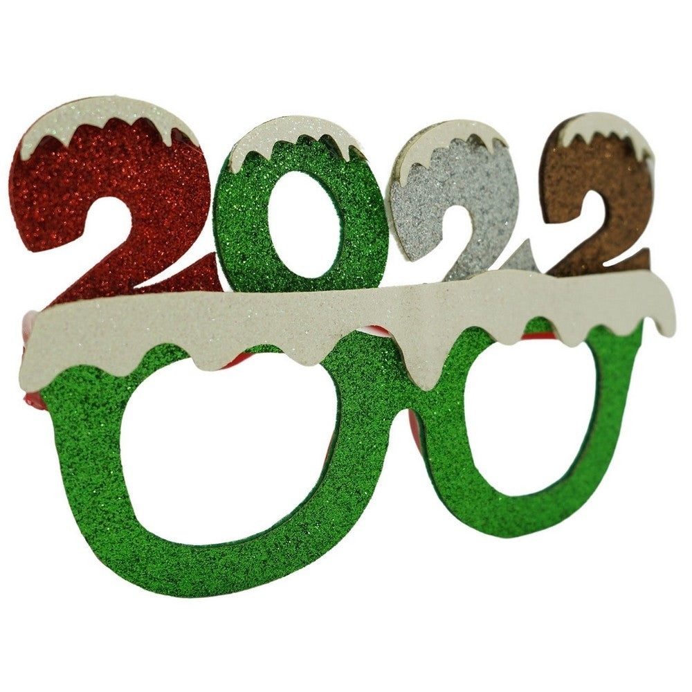 Ochelari petrecere de Revelion, 2022, Verde, din Plastic si Poliester, Klevo