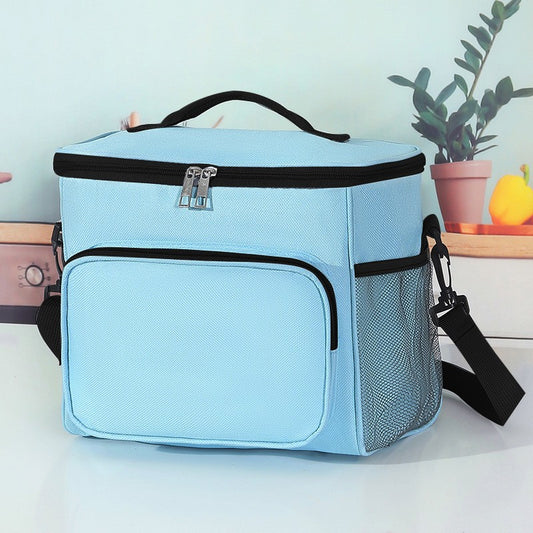 Geanta pentru Picnic cu izolare termica, Klevo, Multifunctionala, Compartimentata, 2 Tipuri de Manere, Impermeabila, 26x24x17 cm, Albastru Deschis