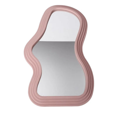 Oglinda de Perete, Klevo, Decorativa, pentru Baie, Dormitor, Sufragerie, Model Minimalist, Forma Asimetrica, 40.3x26 cm, Roz