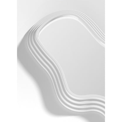 Oglinda de Perete, Klevo, Decorativa, pentru Baie, Dormitor, Sufragerie, Model Minimalist, Forma Asimetrica, 40.3x26 cm, Alb