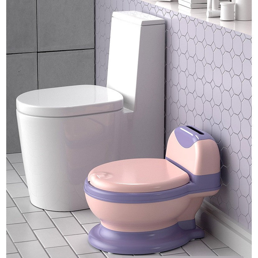 Olita Bebelusi, Klevo, pentru Copii 1 - 8 Ani, Model Toaleta Adulti, Colac Moale PVC, Compartiment Detasabil, Cutie Depozitare Hartie, 34 x 32 x 19 cm, Roz/Mov