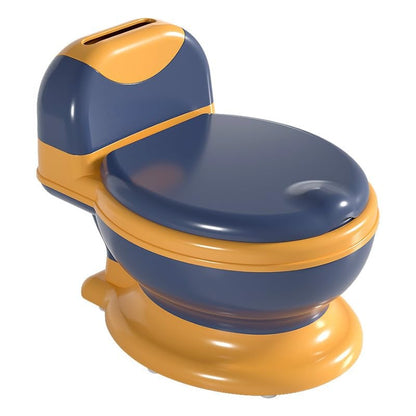 Olita Bebelusi, Klevo, pentru Copii 1 - 8 Ani, Model Toaleta Adulti, Colac Moale PVC, Compartiment Detasabil, Cutie Depozitare Hartie, 34 x 32 x 19 cm, Albastru/Portocaliu
