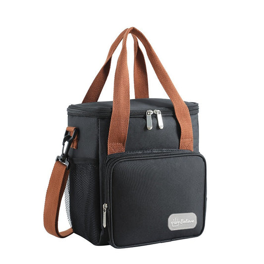 Geanta Termo-Izolanta, Klevo, Multifunctionala, 1 Compartiment Principal, 1 Buzunar Lateral Exterior, Impermeabila, Manere si Bretea de Umar, 25x22x15 cm, Negru
