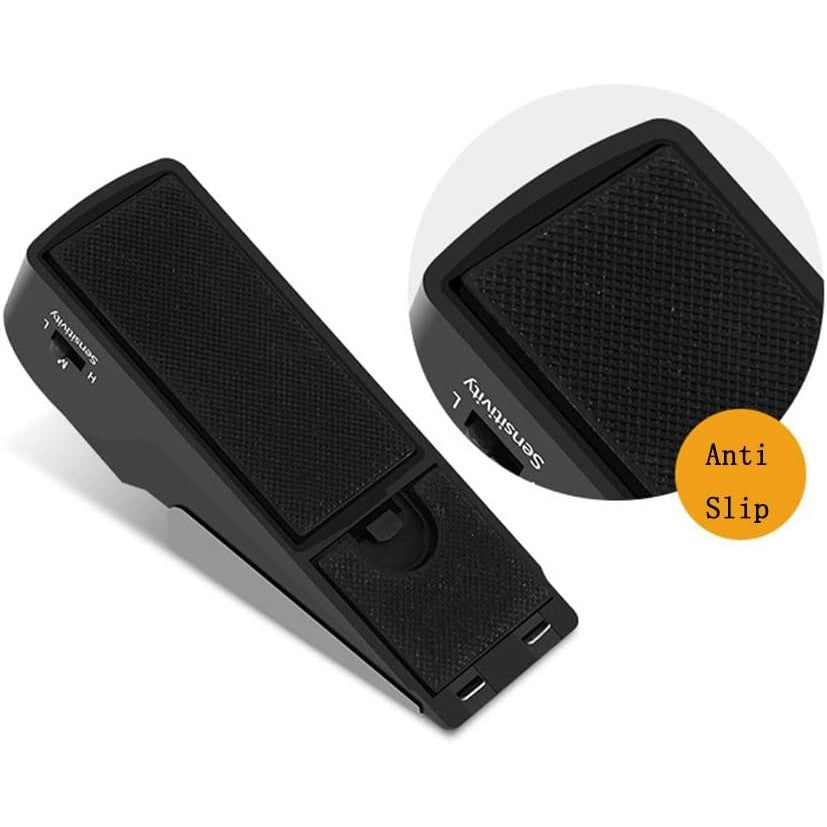 Opritor pentru Usa cu Alarma, Klevo, 120DB, cu Baterii, cu 3 Trepte de Sensibilitate, Antialunecare, Buton ON-OFF, 14x4.5x4 cm, Negru