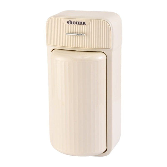 Organizator Baie, Klevo, 4 Compartimente si 1 Sertar, Rotire 360 Grade, din PP+PET, 27.5 x 16 x 11 cm, Crem