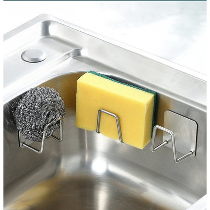 Organizator bucatarie Klevo cu adeziv, carlig-suport pentru burete, accesorii bucatarie, 5x5x3,5 cm, otel inoxidabil, gri