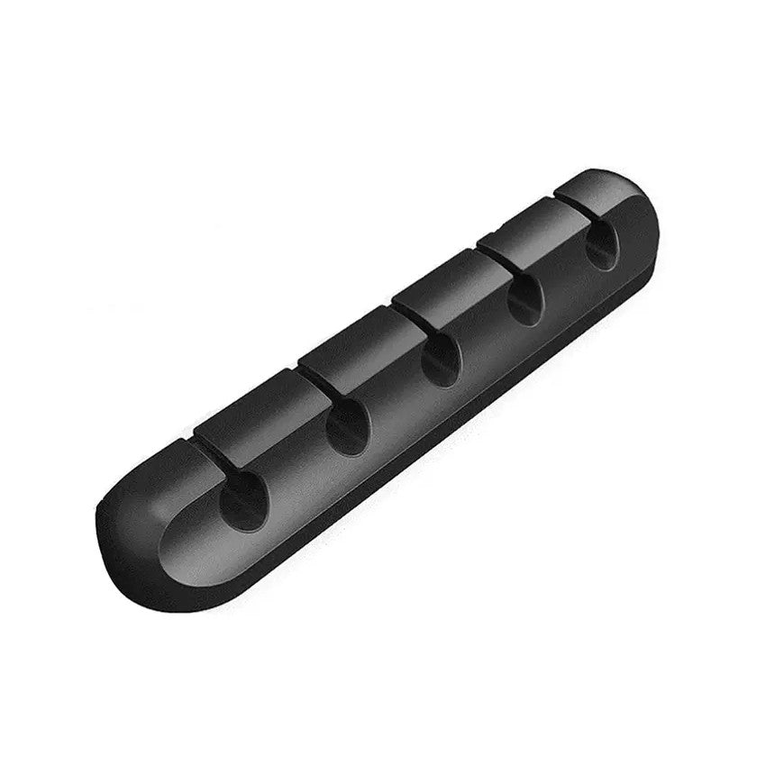 Organizator Cabluri, Klevo, Cable Clips, Fixare Dublu Adeziv, Silicon, 5 Sloturi, Negru