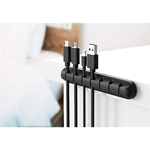 Organizator Cabluri, Klevo, Cable Clips, Fixare Dublu Adeziv, Silicon, 7 Sloturi, Negru