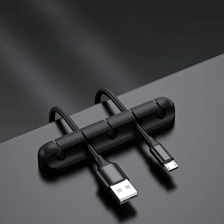 Organizator de Cabluri, Klevo, Autoadeziv, Multifunctional, 5 Locuri de Suport, 9.6x2.2cm, Negru