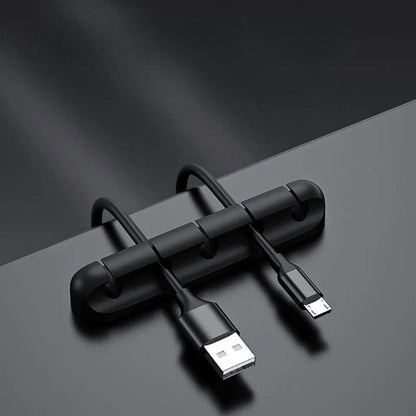 Organizator de Cabluri, Klevo, Autoadeziv, Multifunctional, 5 Locuri de Suport, 9.6x2.2cm, Negru