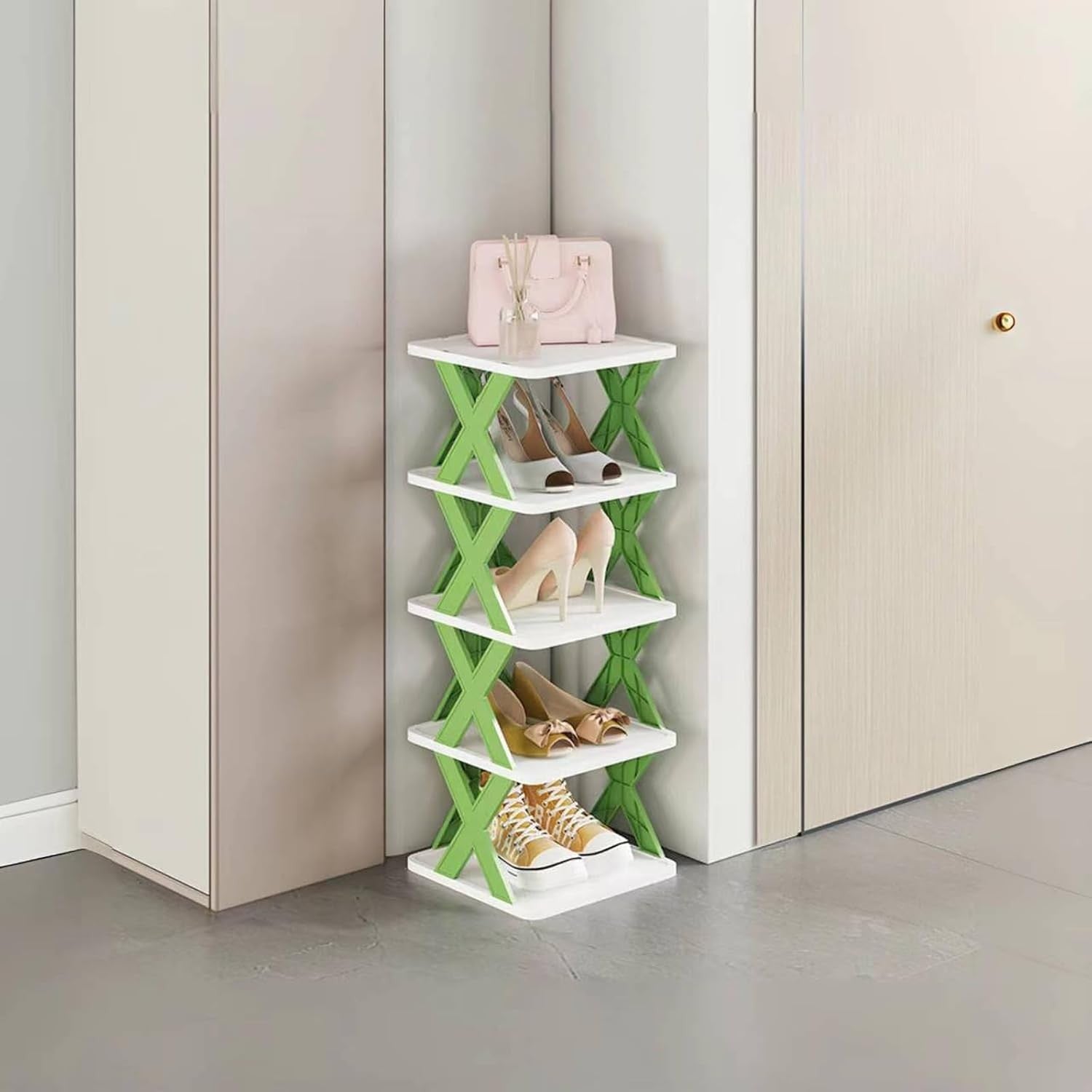 Organizator de Pantofi, Klevo, 5 Straturi, din ABS, Suport Modular, 65.5 x 24 x 26 cm, Verde