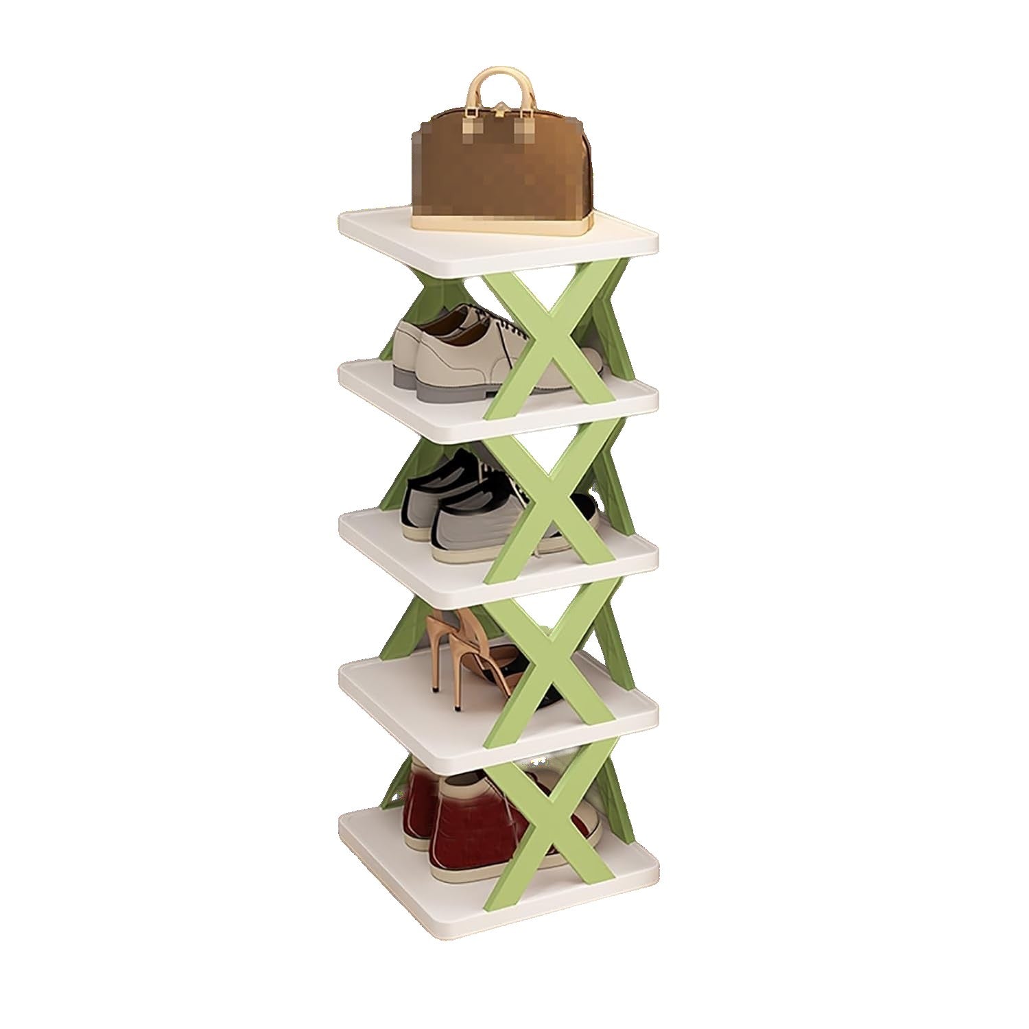 Organizator de Pantofi, Klevo, 5 Straturi, din ABS, Suport Modular, 65.5 x 24 x 26 cm, Verde