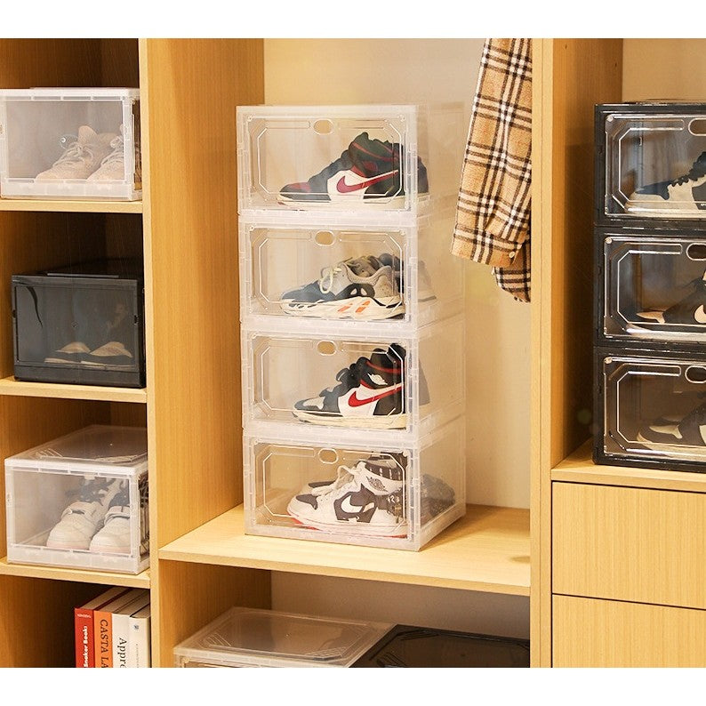 Organizator de Pantofi, Klevo, din PP+ABS, Usa Laterala Magnetica, Rezistenta la Praf, Anti-Oxidare, Utilizare Multipla, 36 x 28 x 21 cm, Transparent