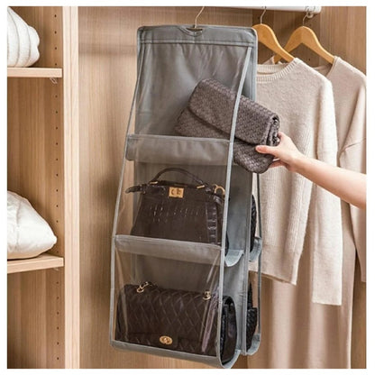 Organizator Genti 6 Compartimente Klevo, Suspendabil, 85 x 36 cm, gri