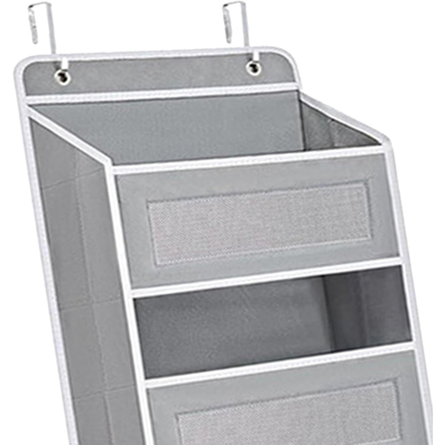 Organizator Suspendat pentru Usi, Klevo, din Nailon si Plasa, Baza de Carton Ingrosat, 5 Buzunare Principale + 5 Buzunare Laterale, 146 x 40 x 17 cm, 2 Carlige Incluse, Gri