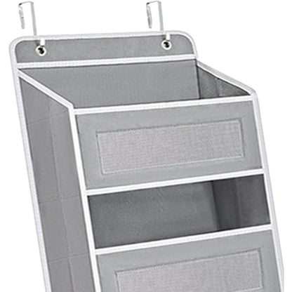Organizator Suspendat pentru Usi, Klevo, din Nailon si Plasa, Baza de Carton Ingrosat, 5 Buzunare Principale + 5 Buzunare Laterale, 146 x 40 x 17 cm, 2 Carlige Incluse, Gri