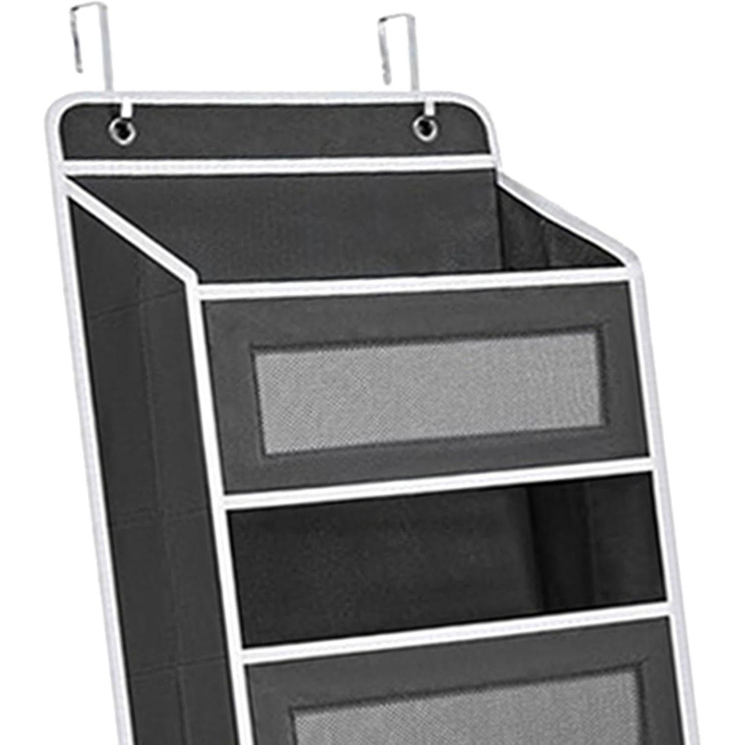 Organizator Suspendat pentru Usi, Klevo, din Nailon si Plasa, Baza de Carton Ingrosat, 5 Buzunare Principale + 5 Buzunare Laterale, 146 x 40 x 17 cm, 2 Carlige Incluse, Negru