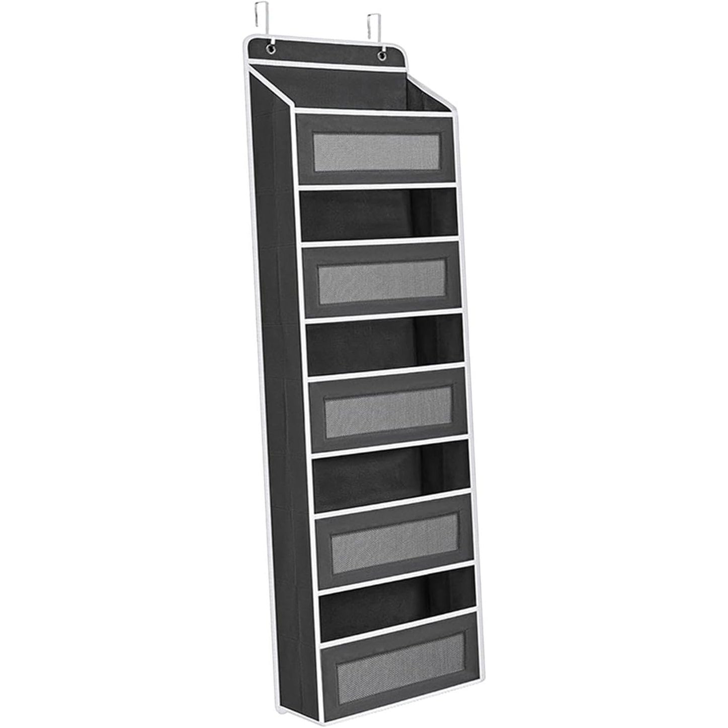 Organizator Suspendat pentru Usi, Klevo, din Nailon si Plasa, Baza de Carton Ingrosat, 5 Buzunare Principale + 5 Buzunare Laterale, 146 x 40 x 17 cm, 2 Carlige Incluse, Negru