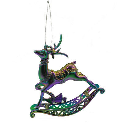 Ornament brad de Craciun, Iridescent, in forma de Ren, 11 cm x 11 cm, Plastic, Klevo
