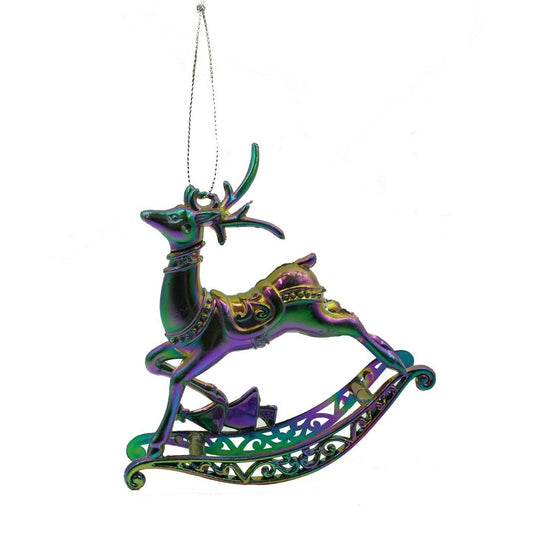 Ornament brad de Craciun, Iridescent, in forma de Ren, 11 cm x 11 cm, Plastic, Klevo