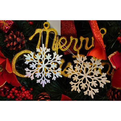 Ornament brad de Craciun, Perlat, in forma de Fulg de nea, 10 cm x 10 cm, Plastic, Klevo