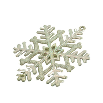 Ornament brad de Craciun, Perlat, in forma de Fulg de nea, 8 cm x 8 cm, Plastic, Klevo