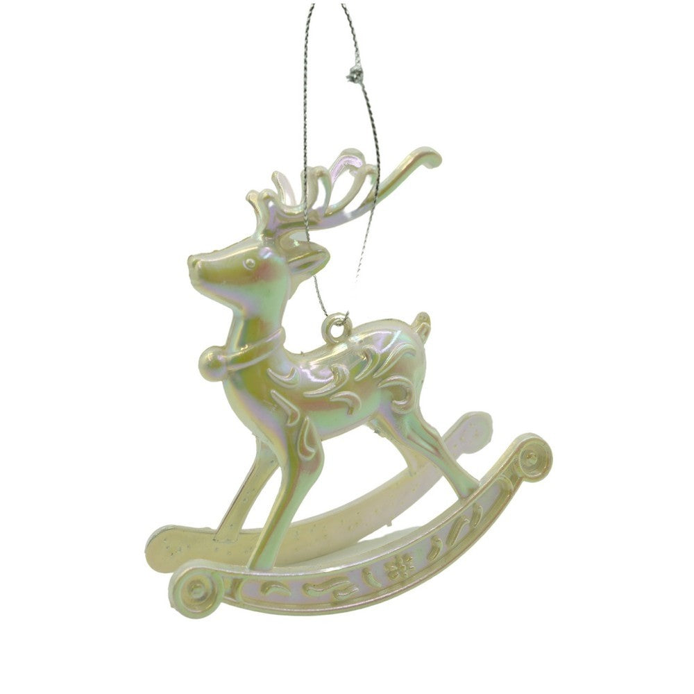 Ornament brad de Craciun, Perlat, in forma de Ren, 11 cm x 11 cm, Plastic, Klevo