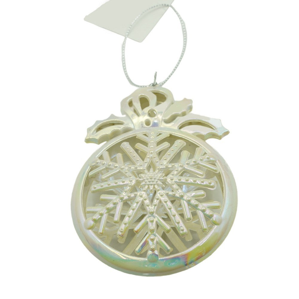 Ornament brad de Craciun, Perlat, Rotund, 8 cm x 11 cm, Plastic, Klevo