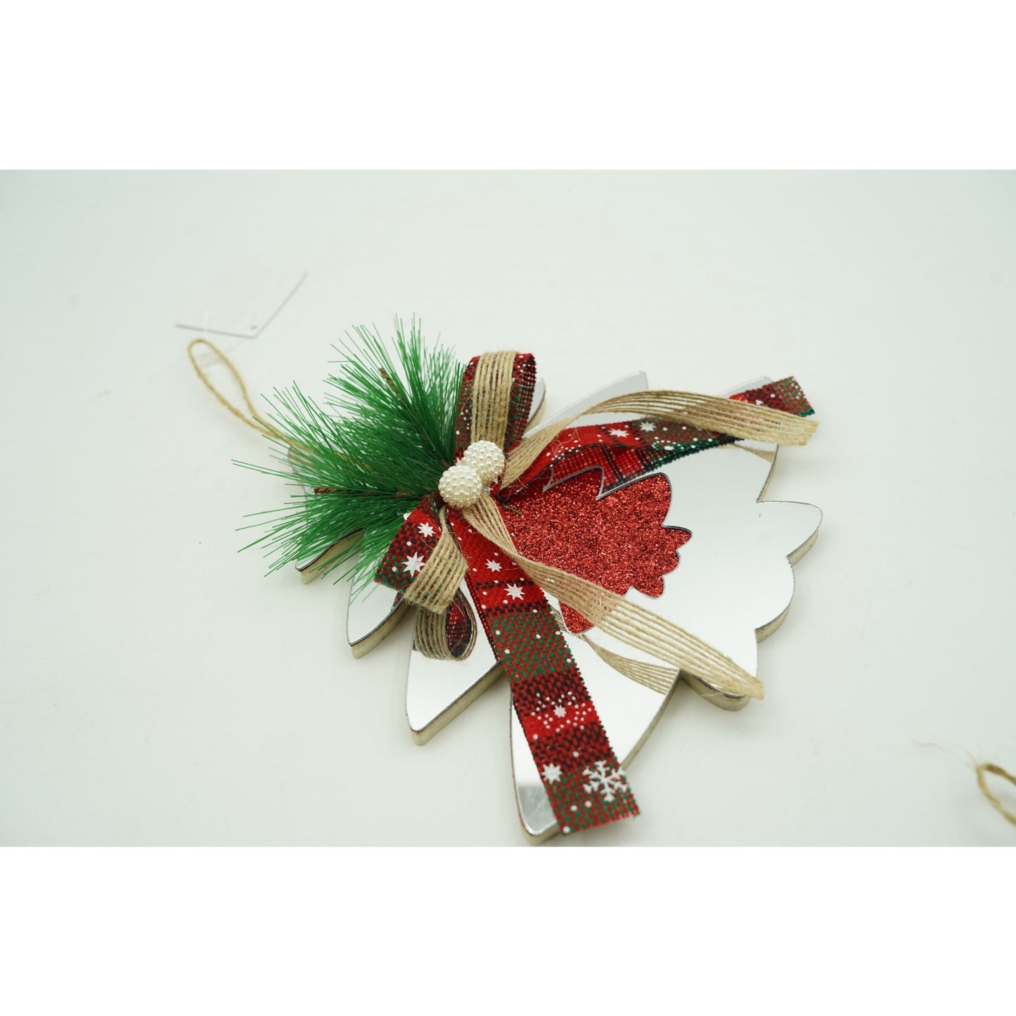 Ornament brad, Klevo, Brad, Argintiu, Lucios, 14*17CM, Acril, Interior/ Exterior