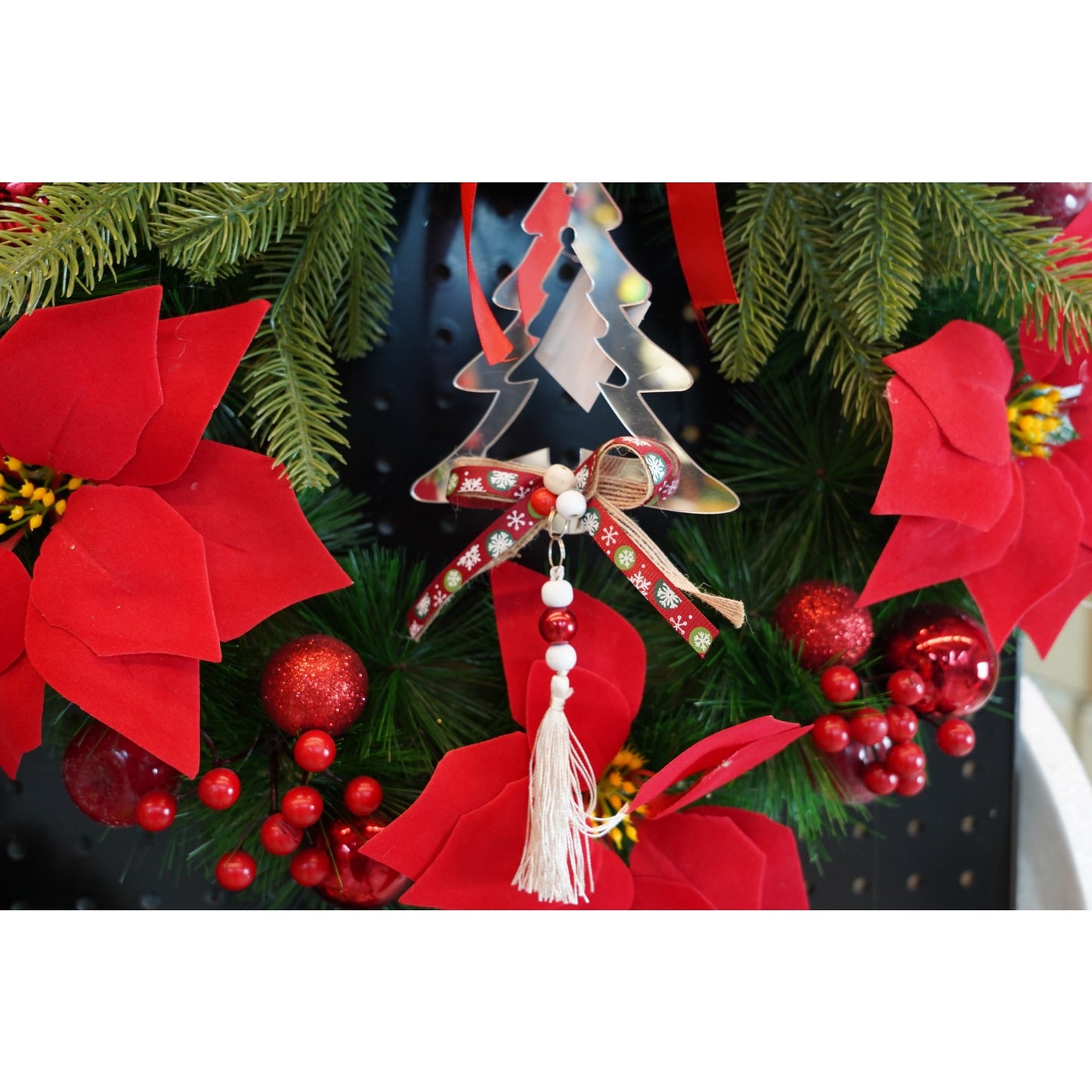 Ornament brad, Klevo, Brad, Argintiu, Lucios, 14*26CM, Acril, Interior/ Exterior