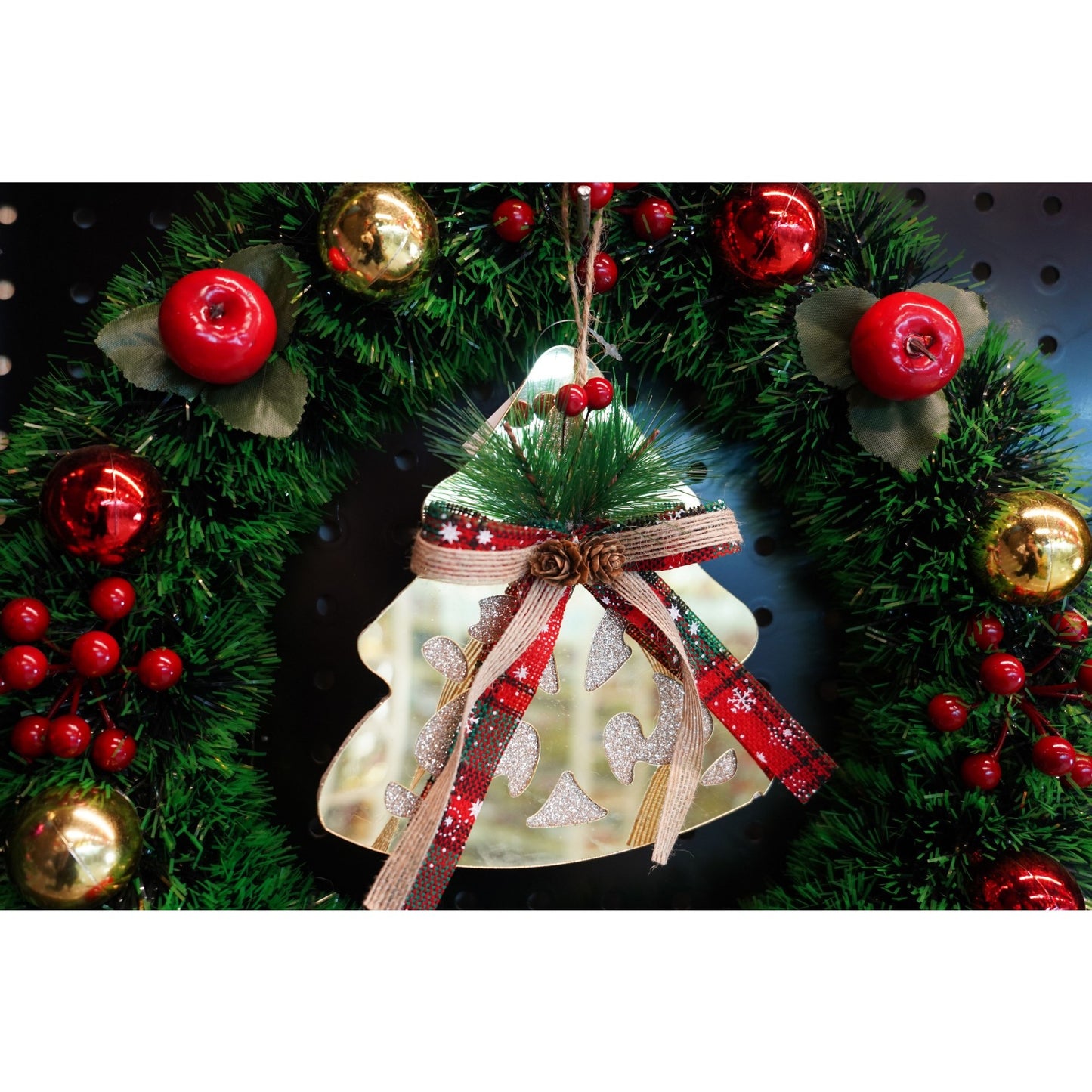Ornament brad, Klevo, Brad, Auriu, Lucios, 16*17CM, Acril, Interior/ Exterior