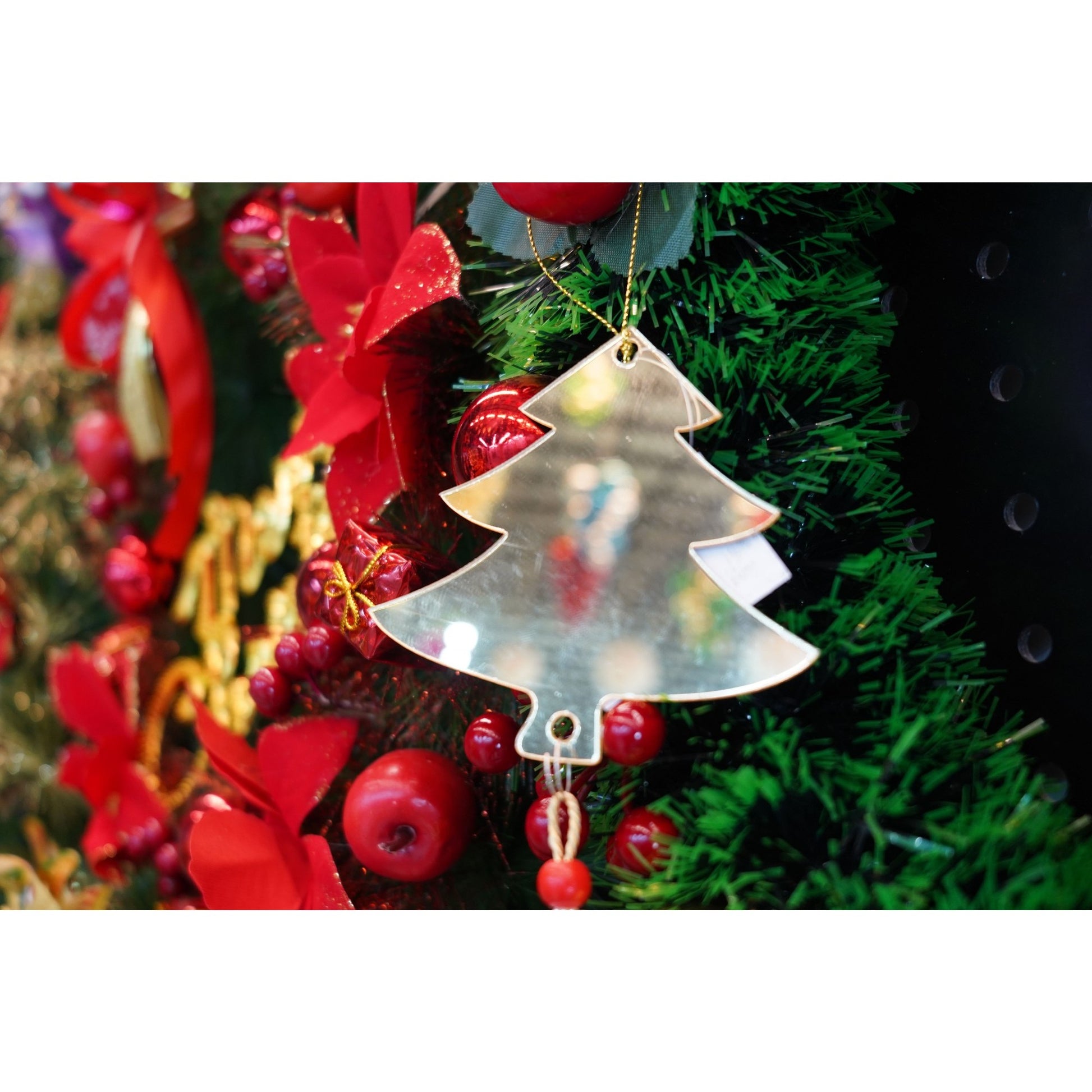 Ornament brad, Klevo, Brad, Auriu, Lucios, 8*25CM, Acril, Interior/ Exterior