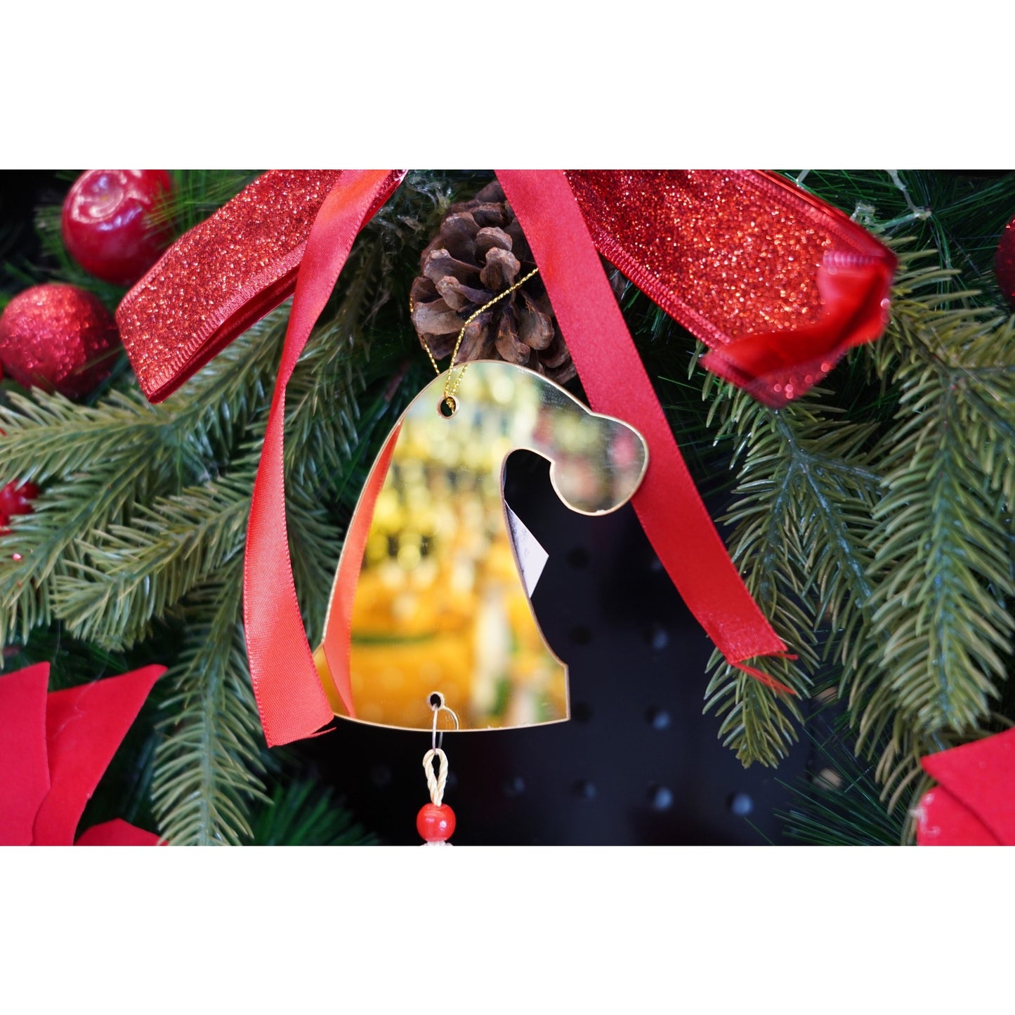 Ornament brad, Klevo, Caciulita, Auriu, Lucios, 8*25CM, Acril, Interior/ Exterior