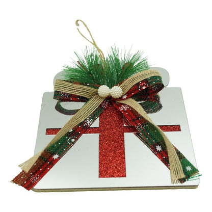 Ornament brad, Klevo, Cadou, Argintiu, Lucios, 14*15CM, Acril, Interior/ Exterior
