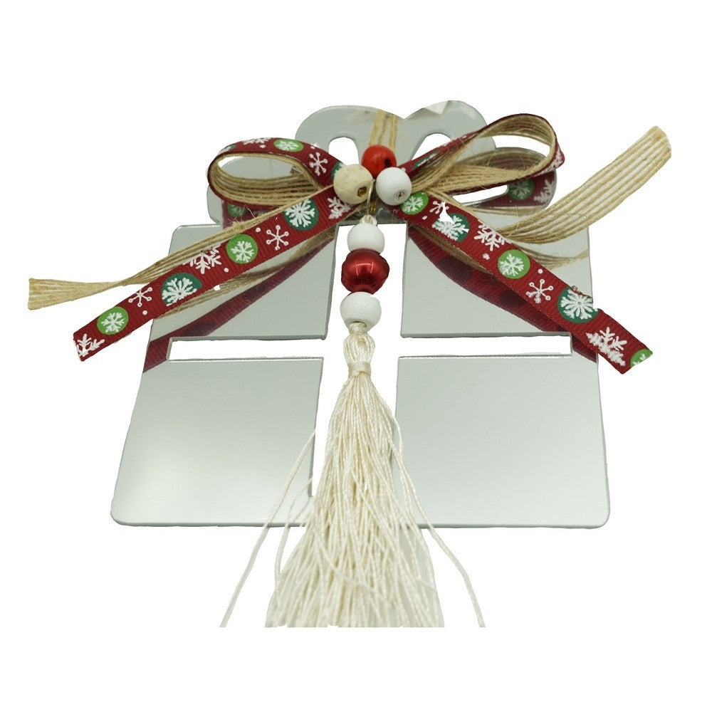 Ornament brad, Klevo, Cadou, Argintiu, Lucios, 14*26CM, Acril, Interior/ Exterior