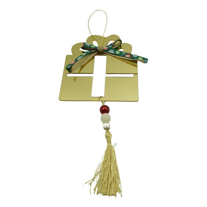 Ornament brad, Klevo, Cadou, Auriu, Lucios, 16*28CM, Acril, Interior/ Exterior