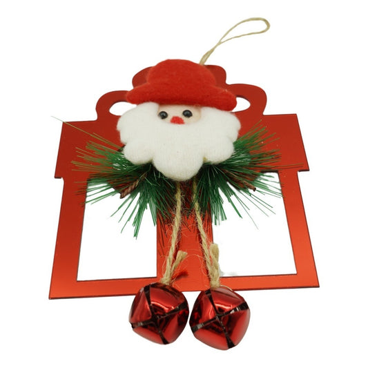 Ornament brad, Klevo, Cadou cu clopotei, Rosu, Lucios, 15*20CM, Acril, Interior/ Exterior