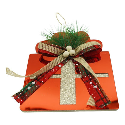 Ornament brad, Klevo, Cadou, Rosu, Lucios, 15*15CM, Acril, Interior/ Exterior