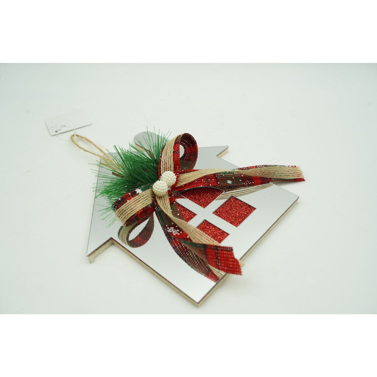 Ornament brad, Klevo, Casa, Argintiu, Lucios, 14*17CM, Acril, Interior/ Exterior
