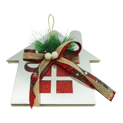 Ornament brad, Klevo, Casa, Argintiu, Lucios, 14*17CM, Acril, Interior/ Exterior